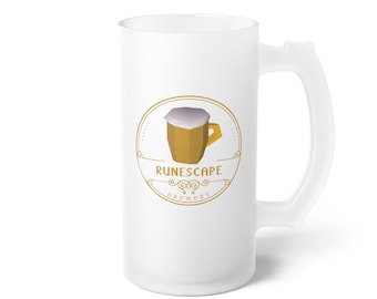 Runescape Frosted Beer Pint Glass Gift, High Quality Runescape 3 and Old School Runescape Reference Gift Ideas, Unique classy present