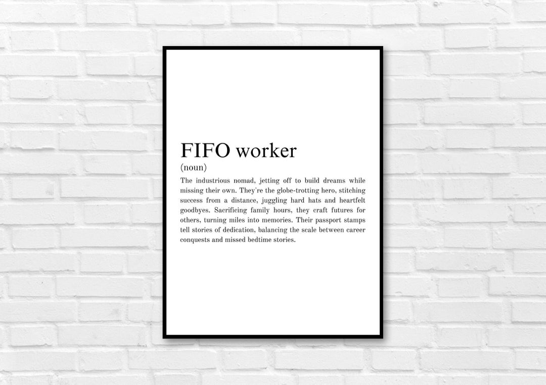DIGITAL FIFO Worker Fly in Fly Out Definition, Tradie Tradesman Christmas Birthday Present Ideas