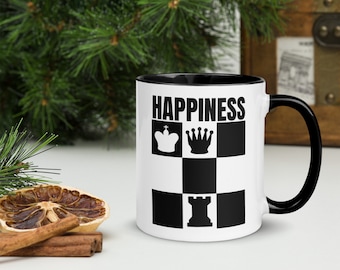 Pezzi di scacco matto Regalo unico "Felicità" del giocatore di tazza, Grandi regali per i giocatori di scacchi, Tazza di scacchi Citazione del gioco da tavolo di scacchi, Decorazioni per la casa di scacchi