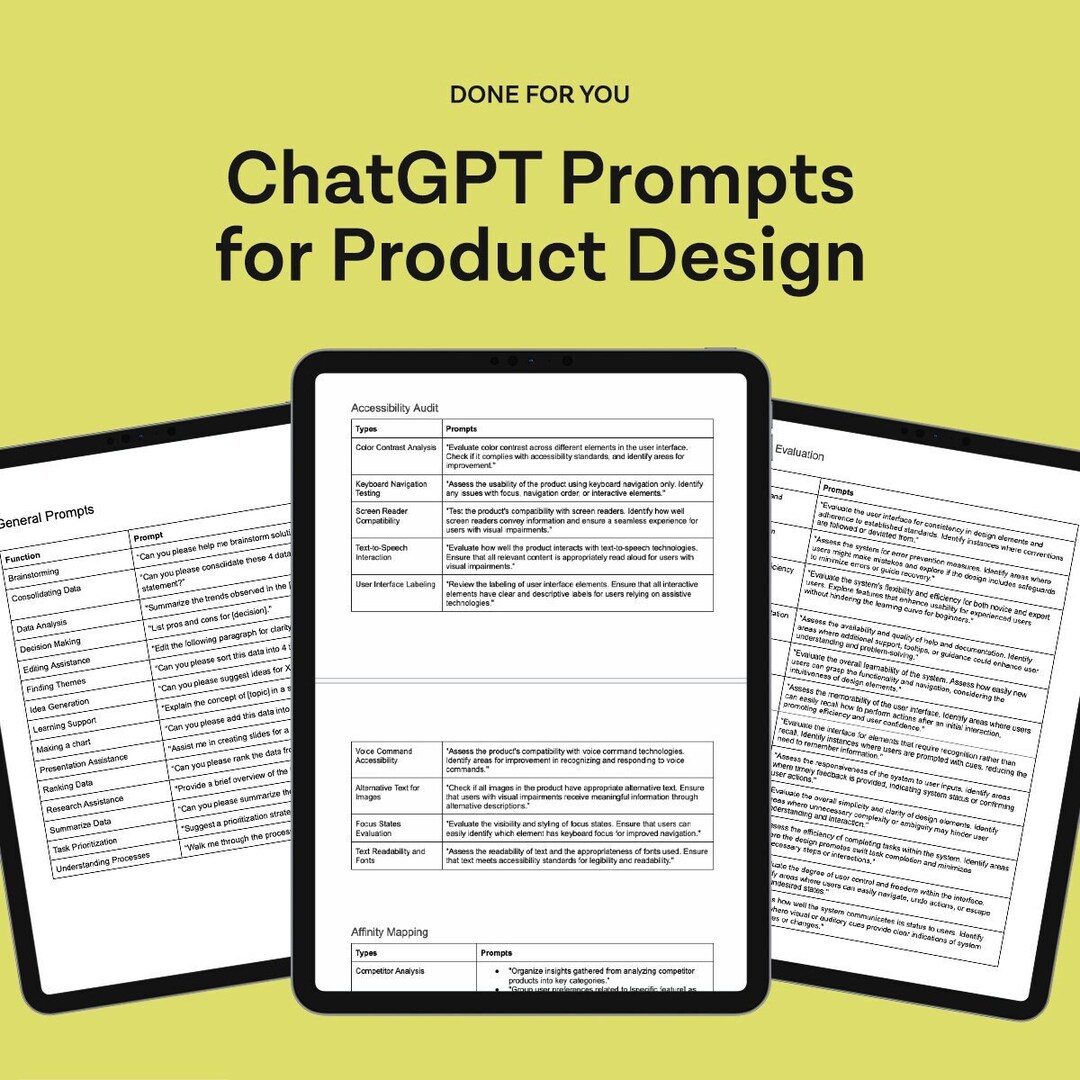 Chatgpt Prompts for Faster Product Design Done-for-you Prompts AI ...