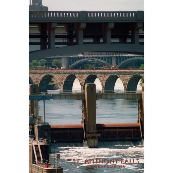 St. Anthony Falls Minneapolis, MN - 12" x 18" Poster