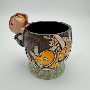 Ceramic coffe cup mug carton,3D doll,unique,Marine theme