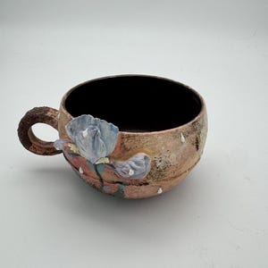 Ceramic coffe cup mug carton,3D flower-de Luce,unique,Marine theme
