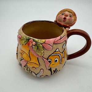 Ceramic coffe cup mug carton,3D doll,unique,Marine theme,Ceramic shaving process