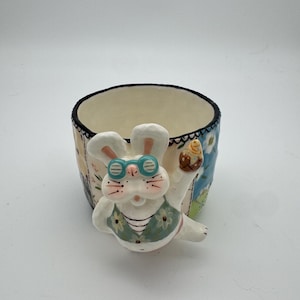 Ceramic coffe cup mug carton,3D Biscuit bunny,unique