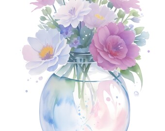 Vase de fleurs illustration fond blanc