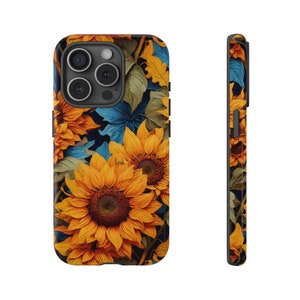 芸術的なひまわりの丈夫な携帯電話ケース | フラワー 携帯電話ケース | iPhone | Pixel | Samsung