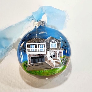 Christmas Custom Ornament, Hand Painted Glass house Ornament, First House Ornament, Christmas Gift