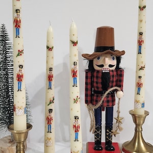 Nutcracker Christmas Hand-Painted Taper Candles, Set of 2 Christmas Candles, Candlesticks, Two or Four Painted Nutcrackers each candle
