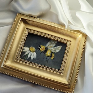 Original Bee Painting Honey Bee Framed Wall Art Bee Lovers Gift HoneyBee Art Still Life Original Painting