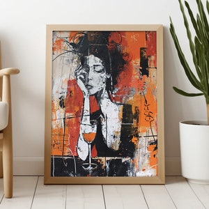 Woman With Wine Glass, Painting, Instant Download, Digital Download, Printable Art, Wall Art, Digital Print, The Artwork Gallery, TAGDD-0010