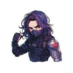 Bucky Barnes Wintersoldat, Kiss-Cut Sticker, süsser Metall Arm, blaue Augen, Marvel Fan Geschenk, Laptop Aufkleber