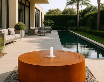 Corten Stahl Kreis Wasserspiel: Moderner Garten Brunnen mit Pumpe