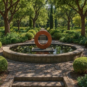 Corten Stahlkreis Regenwasserfunktion - Vollständig mit Pumpe ausgestattet | Benutzerdefinierte Größen und pulverbeschichtete Optionen | Moderner Outdoor Brunnen