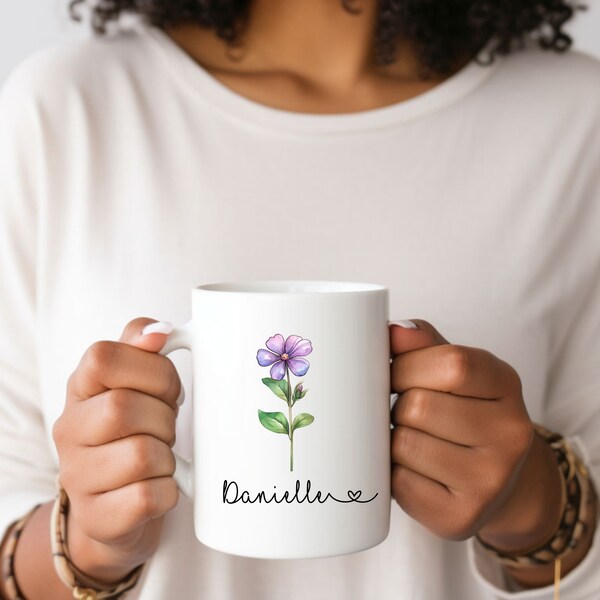 Poppy Custom Birth Flower Mug For Moms Personalized Gift for Her Custom Mom's Garden Coffee Cup with Name Custom Mom Coffee Mug