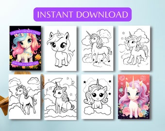 Unicorn Coloring Pages for Kids 2-5 Years Old  Set of 40 Printable Pages