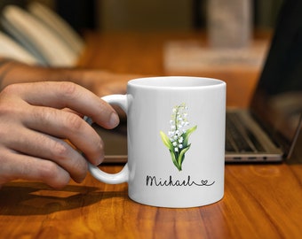 Personalized BirthMonth BirthFlower Mug For Nurses, Gift For Momma, Mommy, Mum, Memaw, Mawmaw, Abuela, Gift for Her, Bestie Gift, Coworker