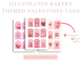 Valentine's Bakery Themed Gift Tags - Set of 5 Printables