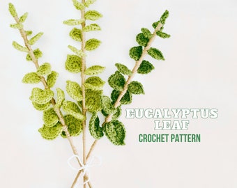 Eucalyptus Leaf Stem Crochet PDF Pattern, Plant Stem, Leaves