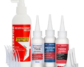 Starbond 2 oz. Thin, Medium, Thick Super Glue and 8 oz. Pump-Sprayer Accelerator Bundle