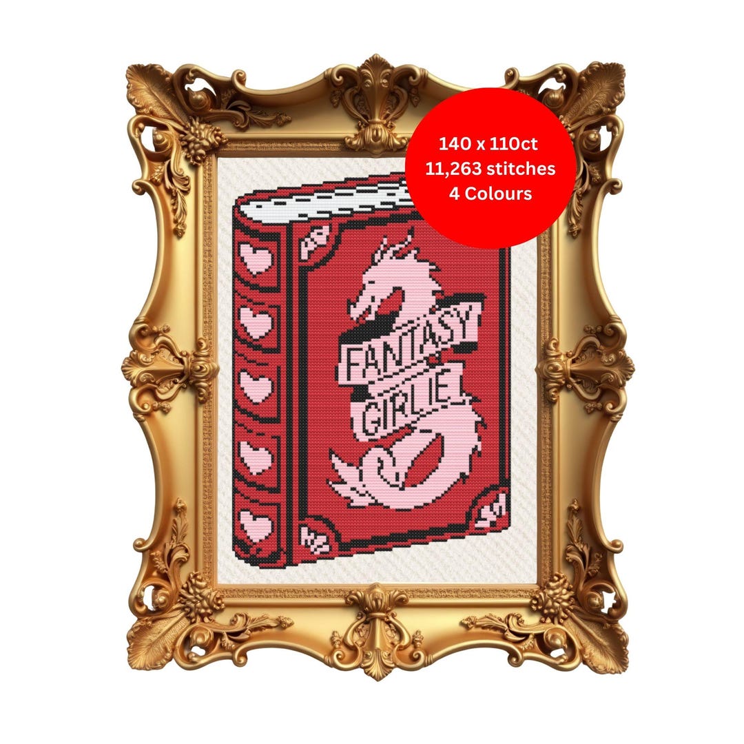 Fantasy Bookish Cross Stitch Pattern | Dragon Cross Stitch | Book Cross ...