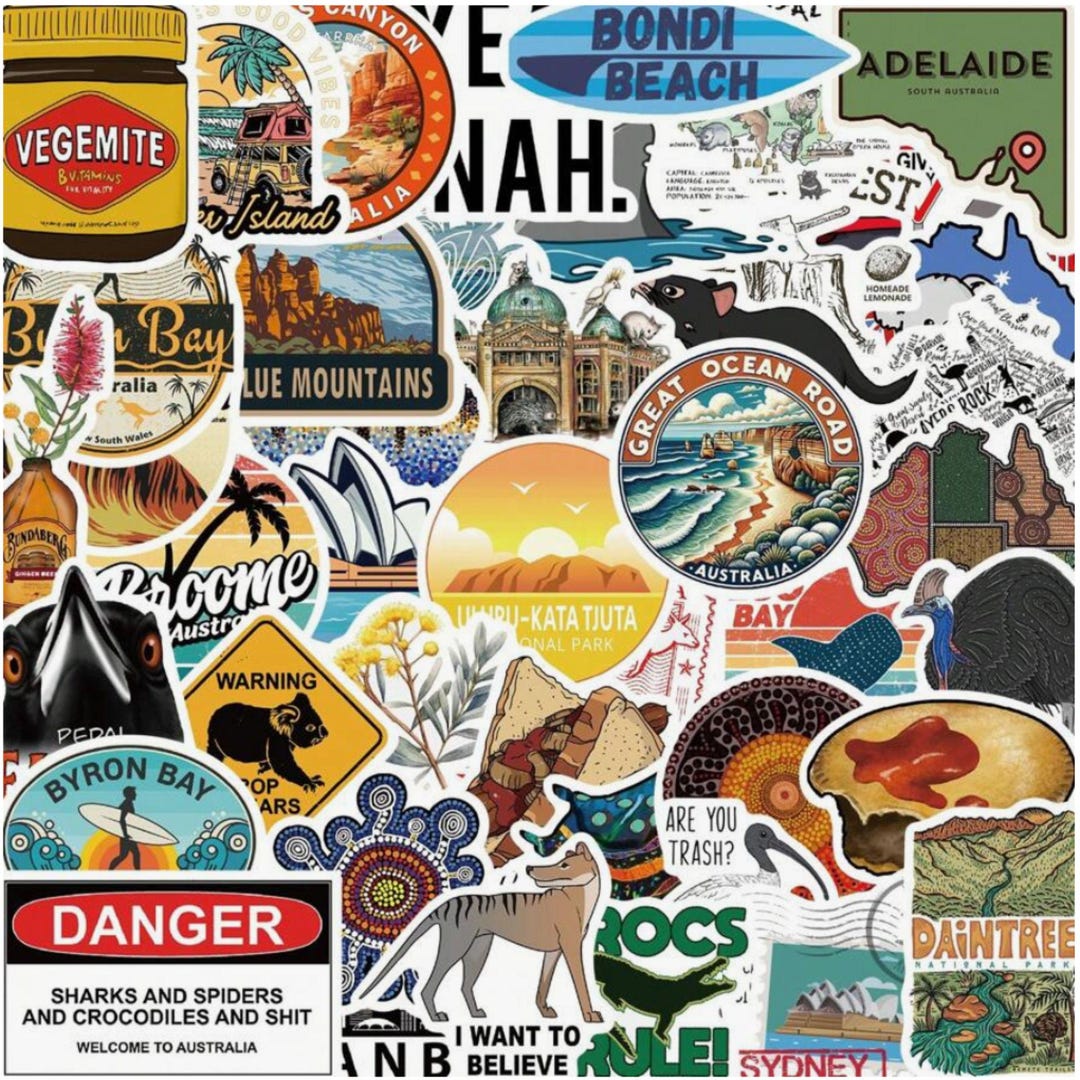 50 Australia Stickers | Australian Landmark Stickers | Travel Stickers ...