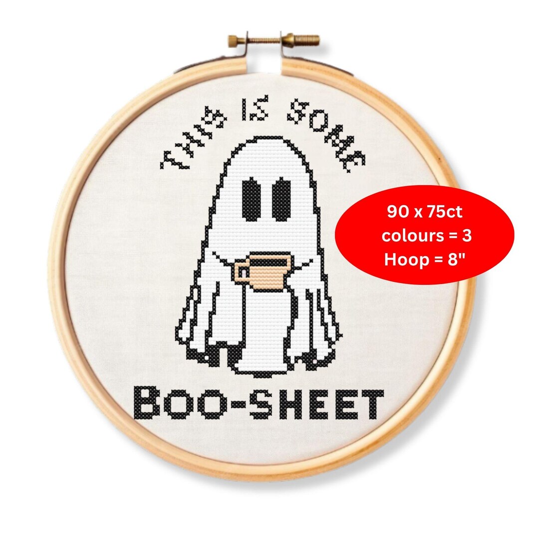 Spooky Cute Ghost Cross Stitch Pattern | Snarky Witchy Coffee Cross ...