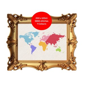 World Map Cross Stitch Pattern
