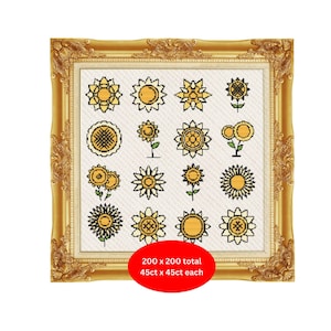 Sunflower Cross stitch pattern | Sunflower sampler | flower sampler | floral sampler | stitchery