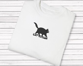 Cat Person T-shirt: Unisex Garment-Dyed Cotton Tee