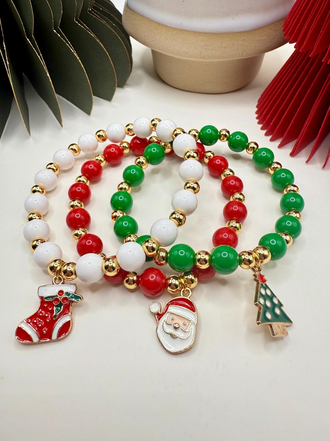 Christmas Charm Bracelet, Acrylic & 14k Gold Beads, Holiday Jewelry Etsy — free download