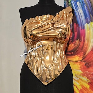 Brustpanzer Korsett Spiegel Metallic , Korsett Kunststoff , Rüstungskorsett Kunststoff, Cyberpunk Korsett , Cosplay Cyber , Burning Man Festival gold
