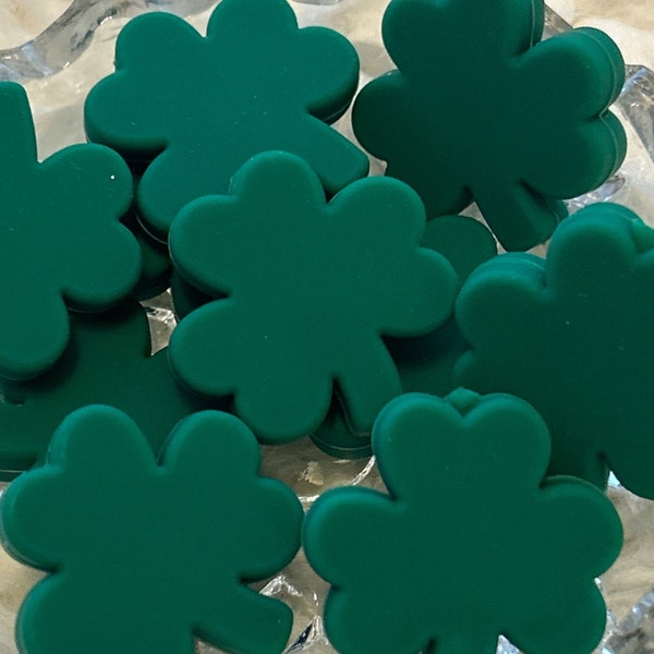 Lucky Four Leaf Clover Silicone Focal Beads For Focal Pens and Focal Jewelry DIY Crafts, Keychain Charms, Bookmark Charm, Wineglass Charm