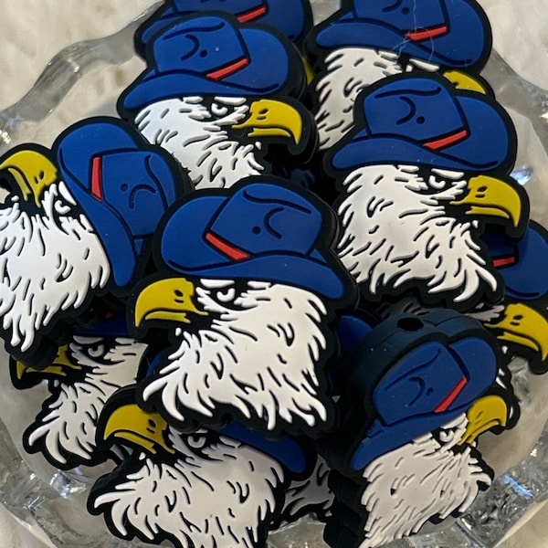 Patriotic Eagle Silicone Focal Beads For Focal Pens and Focal Jewelry DIY Crafts, Red White and Blue