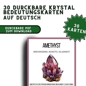 30 druckbare Krystal Bedeutungskarten auf Deutsch