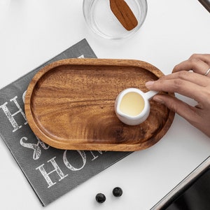 1 Holztablett Dessert-Teller aus Holz Handmade Akazienholz