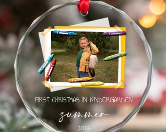 Personalized Kindergarten Photo Ornament, Custom Christmas Gift for Kids, First Christmas in Kindergarten Ornament, Kids Picture Ornament