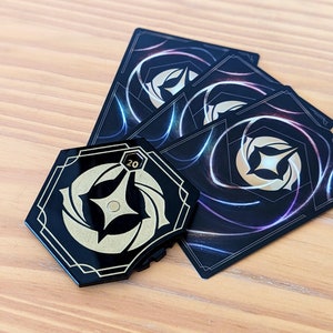 Disney Lorcana Lore Tracker Dial. Unique Hand-Made Acrylic Lorcana Lore Counter Spinner. Black & Gold. Excellent Gift For Lorcana Fans