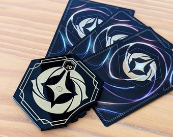 Disney Lorcana Lore Tracker Dial. Unique Hand-Made Acrylic Lorcana Lore Counter Spinner. Black & Gold. Excellent Gift For Lorcana Fans