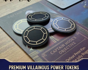 Gettoni Potere Cattivo Premium / Resina in Fibra di Vetro - Placcati Oro - Resistenti - Bifacciali - Sottili. I Migliori Gettoni Cattivi Disney