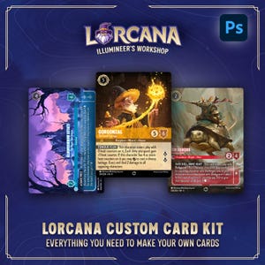 Kit di biglietti personalizzati Lorcana / Download digitale - Modello Photoshop e file PNG / Tutto ciò di cui hai bisogno per progettare biglietti personalizzati di alta qualità