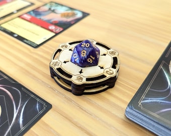 Disney Lorcana Lore Tracker Dice Cradle | D20 Lore Tracker Dice & Stand | Unique Hand-Made, Wooden Lorcana Lore Counter Dice Cradle
