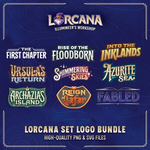 Lorcana Set Logo Vectoren | Complete bundel | Digitale download: SVG en PNG | Vectorafbeeldingen voor kunstprojecten: bevat alle huidige logo's