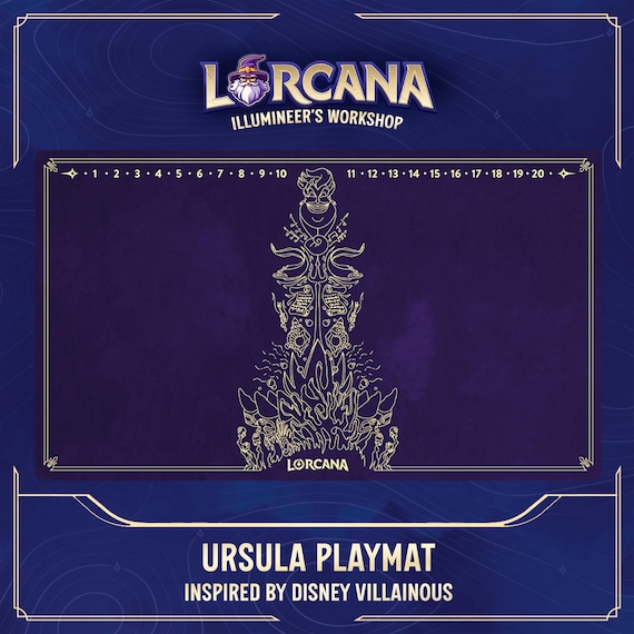 Lorcana Playmat | Ursula | Inspired By Villainous | 24" x 14" inches (600 x 350 mm) | Stitched Edges, Rubber Backing, Waterproof