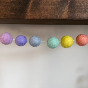 Pastel Rainbow Felt Ball Garland: Nursery Decor, Party Garland