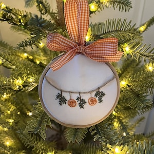 Dried Orange Garland Ornament, Embroidered Christmas Ornament