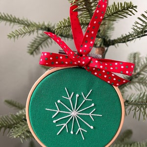 Snowflake Christmas ornament, Embroidered Christmas Ornament