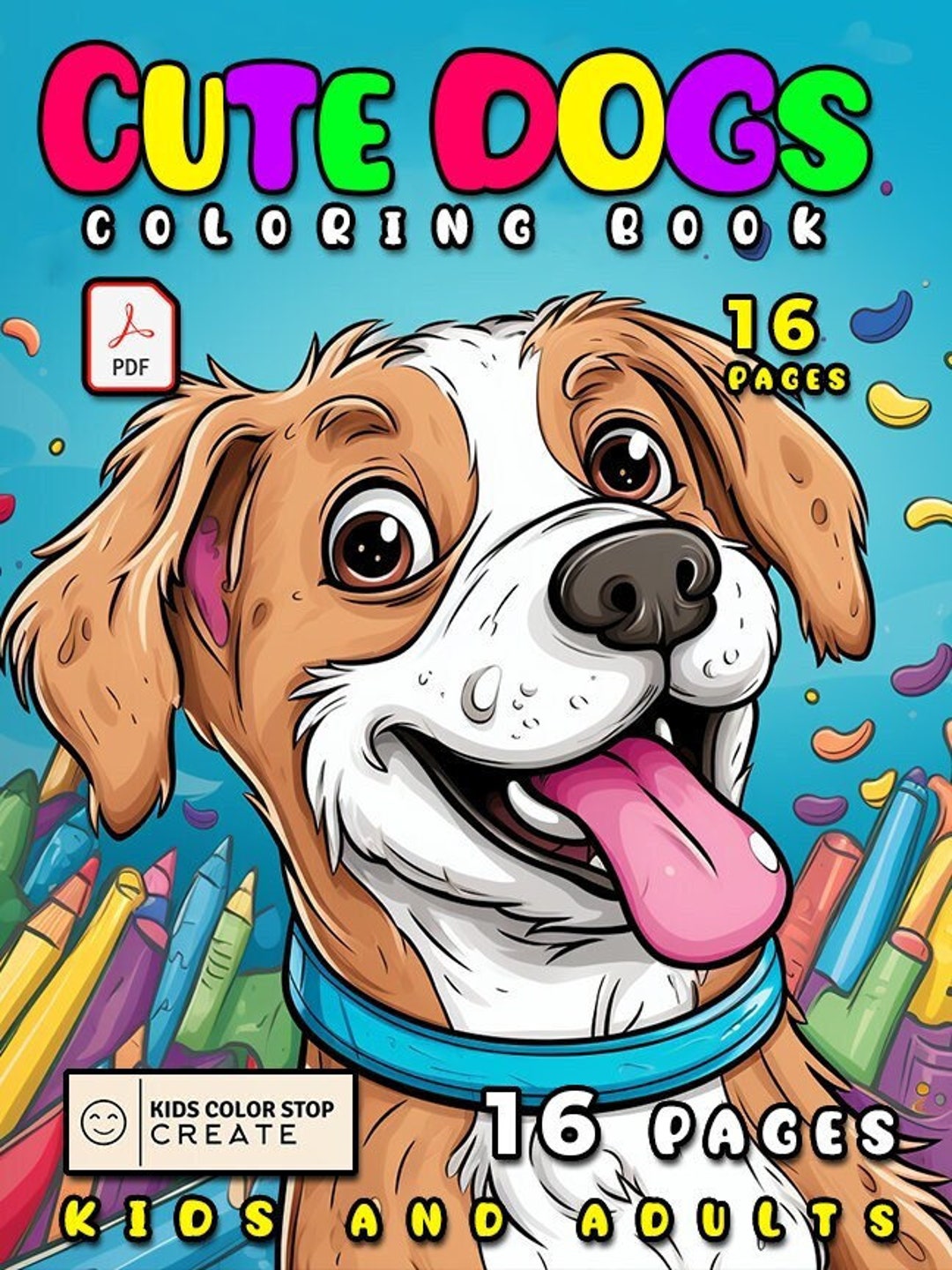 16 Printable Cute Dog PDF Coloring Book Coloring for Kids - Etsy