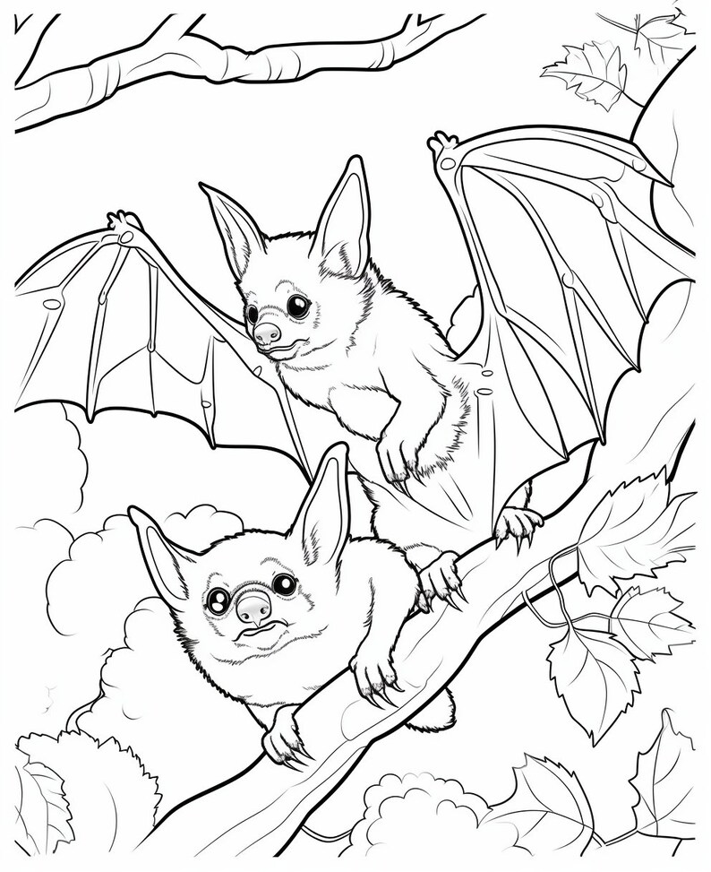 16 Printable Bats PDF Coloring Book Coloring for Kids - Etsy