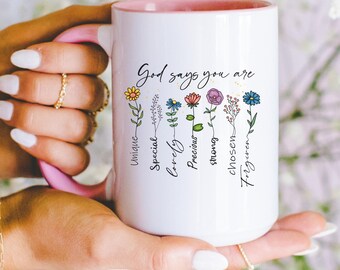 Christian God Says Mug, bible verse mug, Christian Gifts, Easter Gift, Christian Gifts for Women, Christian Affirmation, Gift for Grandma